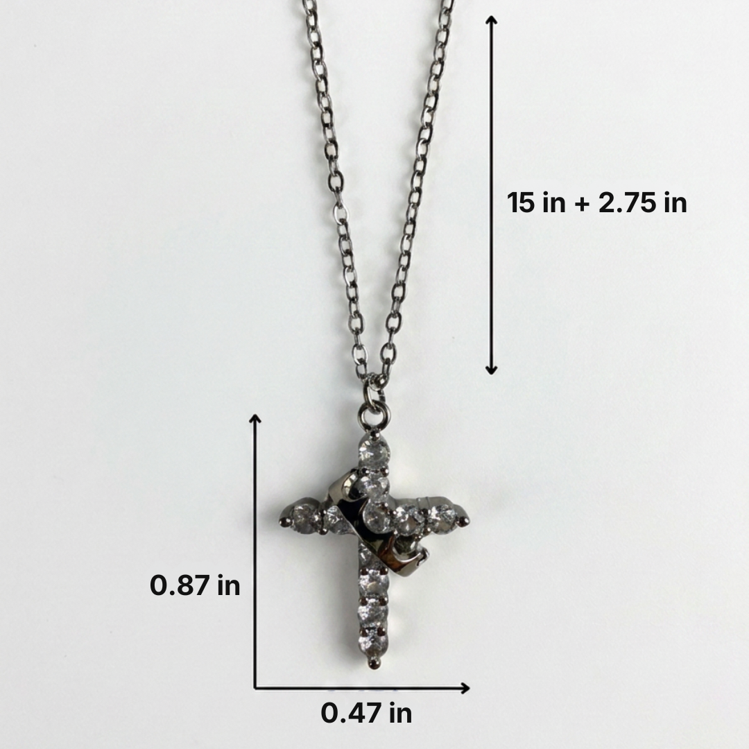 Rotating Crown Cross Necklace