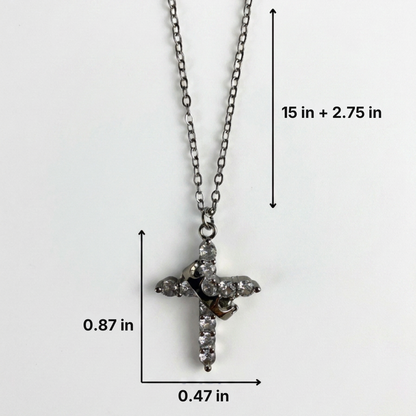 Rotating Crown Cross Necklace